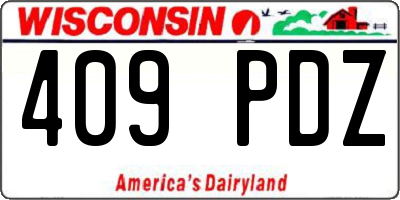 WI license plate 409PDZ