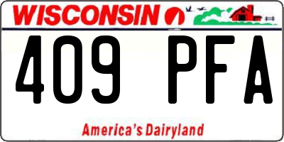WI license plate 409PFA