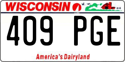 WI license plate 409PGE