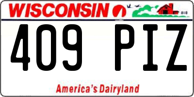 WI license plate 409PIZ