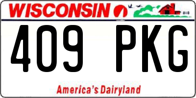 WI license plate 409PKG