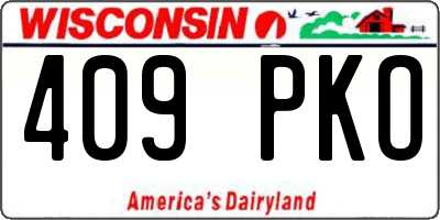 WI license plate 409PKO