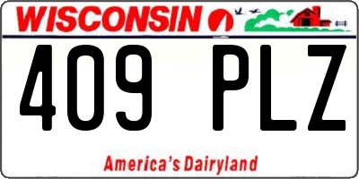 WI license plate 409PLZ