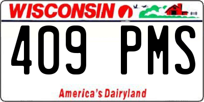 WI license plate 409PMS