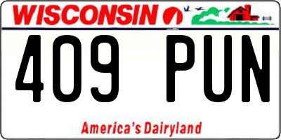 WI license plate 409PUN