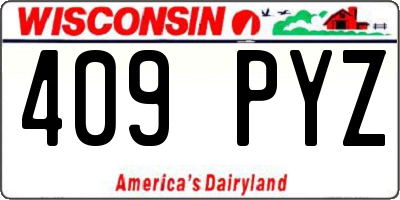 WI license plate 409PYZ