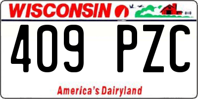 WI license plate 409PZC
