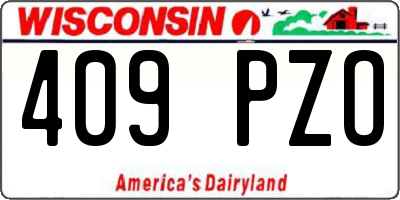 WI license plate 409PZO