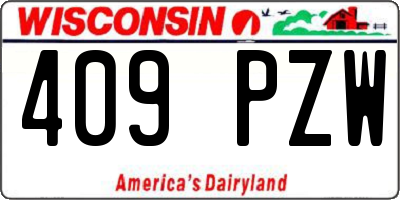 WI license plate 409PZW