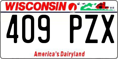 WI license plate 409PZX