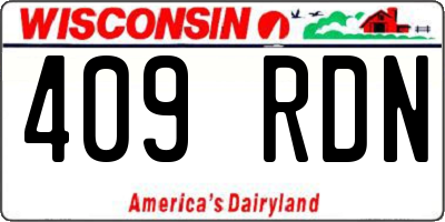 WI license plate 409RDN