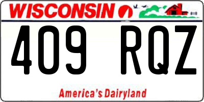 WI license plate 409RQZ