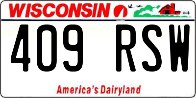 WI license plate 409RSW