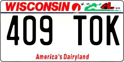 WI license plate 409TOK