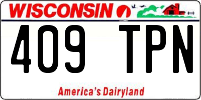 WI license plate 409TPN