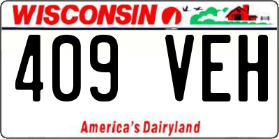 WI license plate 409VEH