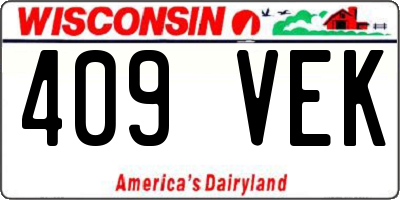 WI license plate 409VEK