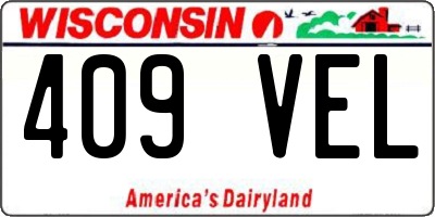 WI license plate 409VEL