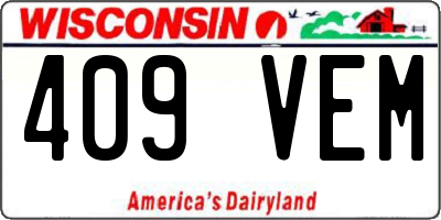 WI license plate 409VEM