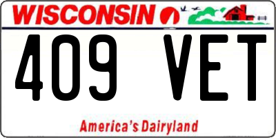WI license plate 409VET