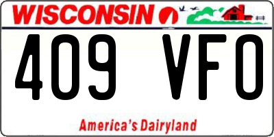 WI license plate 409VFO