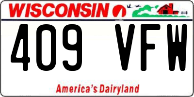 WI license plate 409VFW