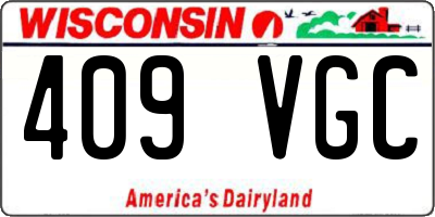 WI license plate 409VGC