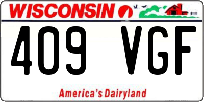 WI license plate 409VGF