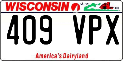WI license plate 409VPX