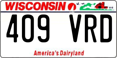 WI license plate 409VRD