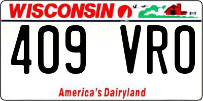 WI license plate 409VRO