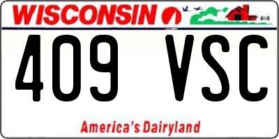 WI license plate 409VSC
