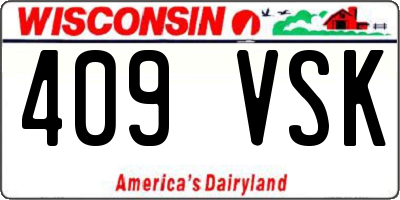 WI license plate 409VSK