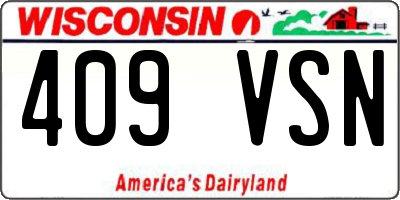 WI license plate 409VSN