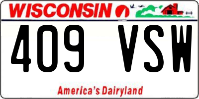 WI license plate 409VSW