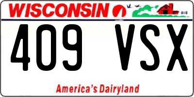 WI license plate 409VSX