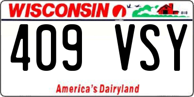 WI license plate 409VSY