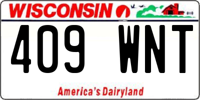 WI license plate 409WNT