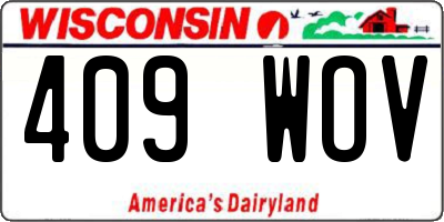 WI license plate 409WOV