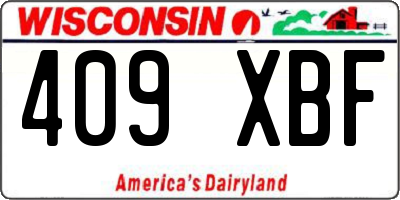 WI license plate 409XBF