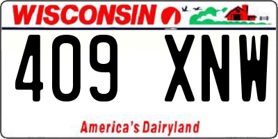 WI license plate 409XNW