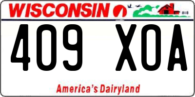 WI license plate 409XOA