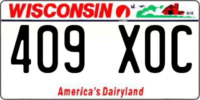 WI license plate 409XOC