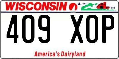 WI license plate 409XOP