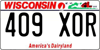 WI license plate 409XOR