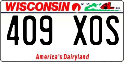 WI license plate 409XOS