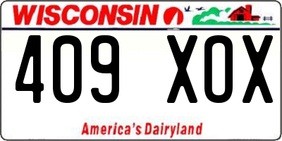 WI license plate 409XOX