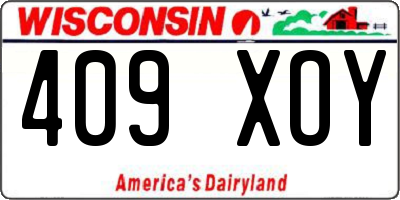 WI license plate 409XOY