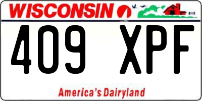 WI license plate 409XPF
