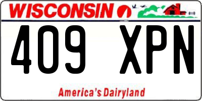 WI license plate 409XPN